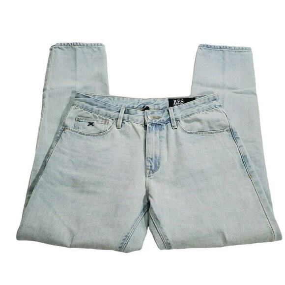 Res Denim Jeans Size 27 Mens Light Wash Low Rise Romeo Style Distressed Straight - Picture 4 of 5